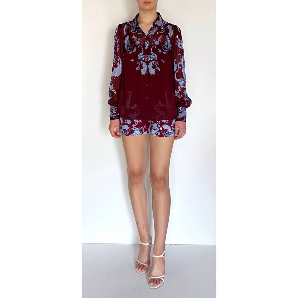 NEW HEMANT & NANDITA hiba button down shirt in merlot